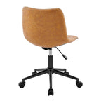 PU Swivel Office Chair - Faux Leather, 360° Swivel, Adjustable Height 18-22", Powder-Coated Steel, Casters, Brown/Grey