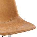 PU Swivel Office Chair - Faux Leather, 360° Swivel, Adjustable Height 18-22", Powder-Coated Steel, Casters, Brown/Grey