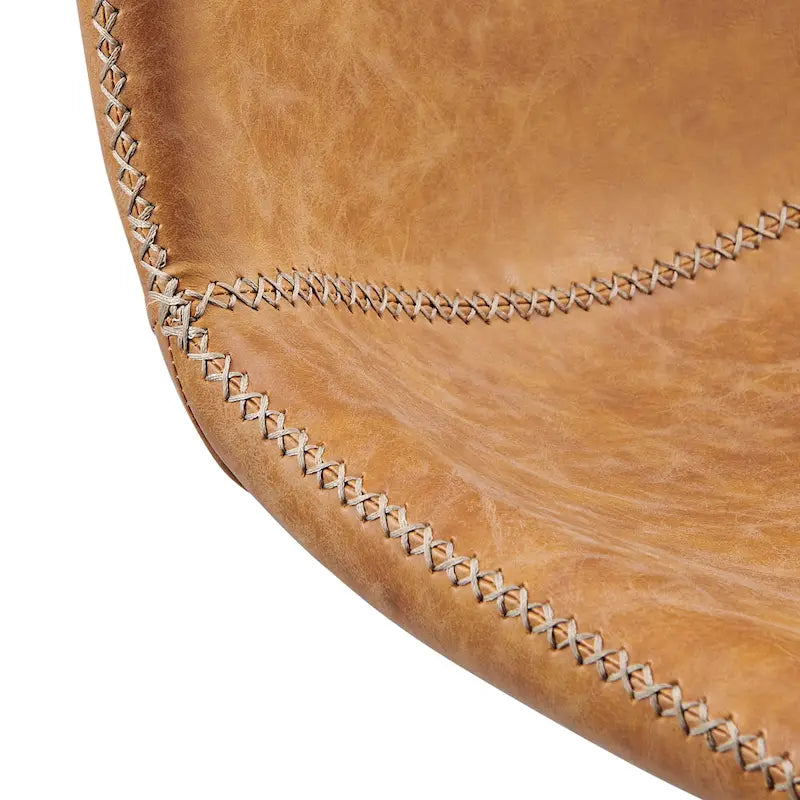 PU Swivel Office Chair - Faux Leather, 360° Swivel, Adjustable Height 18-22", Powder-Coated Steel, Casters, Brown/Grey