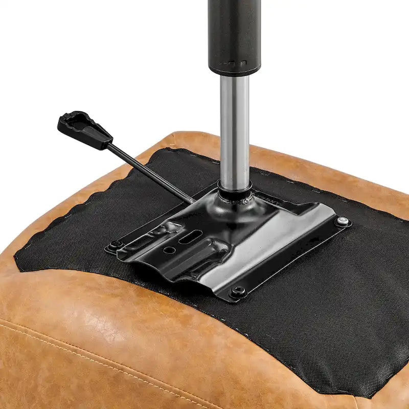 PU Swivel Office Chair - Faux Leather, 360° Swivel, Adjustable Height 18-22", Powder-Coated Steel, Casters, Brown/Grey