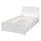 Platform Bed with Trundle - Twin, 79.5"L x 41.7"W x 37.5"H, Pine Wood, 10 Slats, 275 lbs, 3 Colors, Modern