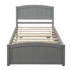 Platform Bed with Trundle - Twin, 79.5"L x 41.7"W x 37.5"H, Pine Wood, 10 Slats, 275 lbs, 3 Colors, Modern