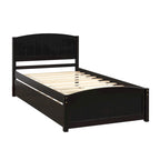 Platform Bed with Trundle - Twin, 79.5"L x 41.7"W x 37.5"H, Pine Wood, 10 Slats, 275 lbs, 3 Colors, Modern