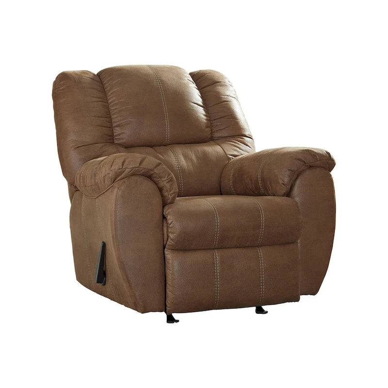 Rocker Recliner - 41"W x 40"D x 40"H, One-Pull Reclining, Jumbo Stitching, Polyester/Polyurethane, Chestnut, Contemporary