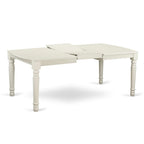 Dining Table with Chairs - 42"W x 78"L, Butterfly Leaf, Hardwood, Linen White, 300 lbs, Double X-Back, 4 or 8 Chairs