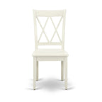 Dining Table with Chairs - 42"W x 78"L, Butterfly Leaf, Hardwood, Linen White, 300 lbs, Double X-Back, 4 or 8 Chairs
