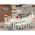 Dining Table with Chairs - 42"W x 78"L, Butterfly Leaf, Hardwood, Linen White, 300 lbs, Double X-Back, 4 or 8 Chairs