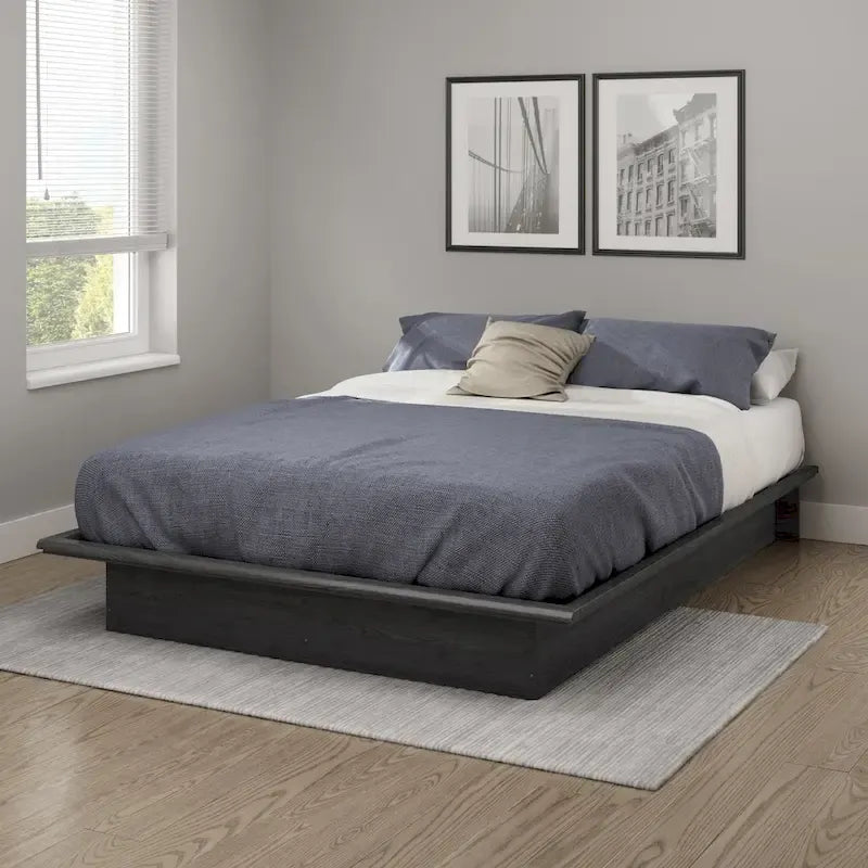 Platform Bed - Full, 58"W x 77.25"L x 9.62"H, Hidden Storage, 500 lbs, No Box Spring, 4 Colors, Low-Profile