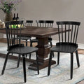 Farmhouse Spindle-back Windsor Dining Chairs with Bentwood Legs, Black - 33.5H x 17.72W x 19.7D