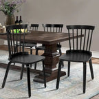 Farmhouse Spindle-back Windsor Dining Chairs with Bentwood Legs, Black - 33.5H x 17.72W x 19.7D
