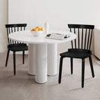 Windsor Dining Chair - Spindle Back, Solid Wood, Bentwood Legs, 330 lbs Capacity, Farmhouse Style, Black, 33.5"H, 2/4/6 Qty