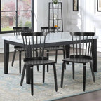 Windsor Dining Chair - Spindle Back, Solid Wood, Bentwood Legs, 330 lbs Capacity, Farmhouse Style, Black, 33.5"H, 2/4/6 Qty