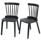Windsor Dining Chair - Spindle Back, Solid Wood, Bentwood Legs, 330 lbs Capacity, Farmhouse Style, Black, 33.5"H, 2/4/6 Qty