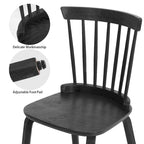 Windsor Dining Chair - Spindle Back, Solid Wood, Bentwood Legs, 330 lbs Capacity, Farmhouse Style, Black, 33.5"H, 2/4/6 Qty