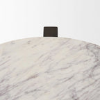 Round Accent Table - Dark Brown Wood, White Marble Top, 22" Diameter, Side Table
