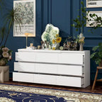 Expandable Desk with 9 Drawers - 70.9"-102.4" Adjustable Width, Multi-Use Dresser/Vanity/Office Desk, White Modern Design