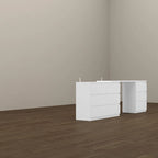 Expandable Desk with 9 Drawers - 70.9"-102.4" Adjustable Width, Multi-Use Dresser/Vanity/Office Desk, White Modern Design