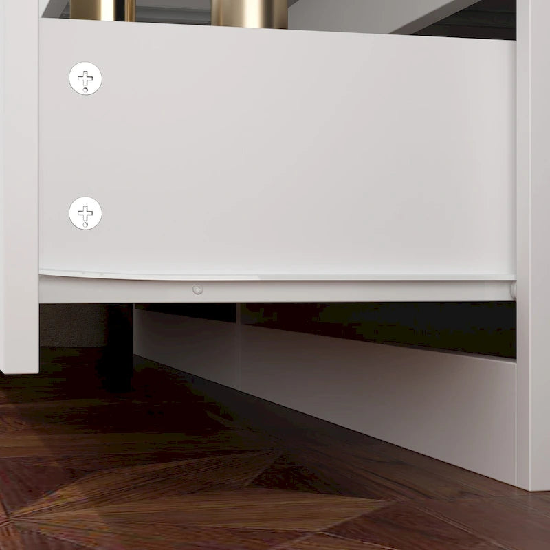 Expandable Desk with 9 Drawers - 70.9"-102.4" Adjustable Width, Multi-Use Dresser/Vanity/Office Desk, White Modern Design