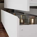 Expandable Desk with 9 Drawers - 70.9"-102.4" Adjustable Width, Multi-Use Dresser/Vanity/Office Desk, White Modern Design