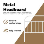 Metal Headboard - 39.4"H, Powder-Coated Steel, Farmhouse Victorian Style, Multiple Sizes, Black/White, Easy Assembly