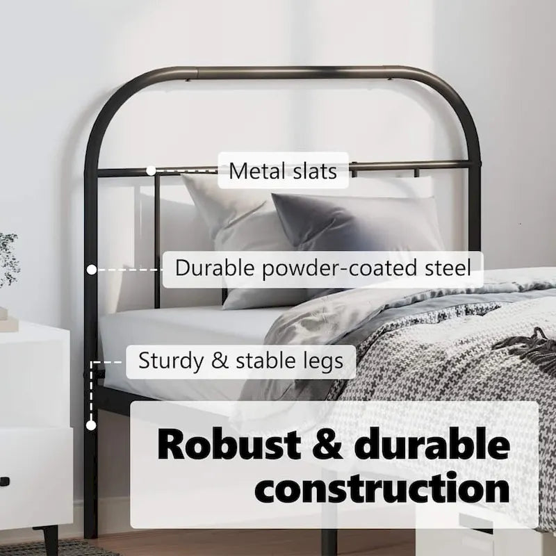 Metal Headboard - 39.4"H, Powder-Coated Steel, Farmhouse Victorian Style, Multiple Sizes, Black/White, Easy Assembly