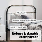 Metal Headboard - 39.4"H, Powder-Coated Steel, Farmhouse Victorian Style, Multiple Sizes, Black/White, Easy Assembly