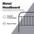 Metal Headboard - 39.4"H, Powder-Coated Steel, Farmhouse Victorian Style, Multiple Sizes, Black/White, Easy Assembly