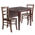 Drop Leaf Dining Table with 2 Ladder-Back Chairs - Solid Wood, Space-Saving Design, Walnut Finish, Seats 6