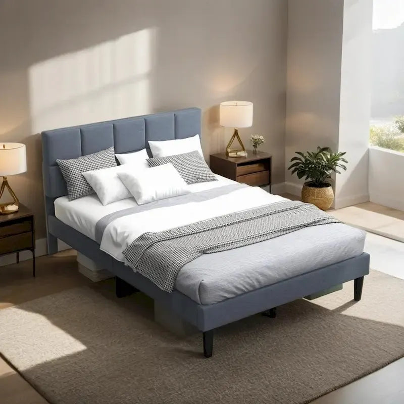 Platform Bed - Solid Wood, Rustic Style, Headboard, No Box Spring Needed, Easy Assembly, Eco-Friendly, 4 Colors