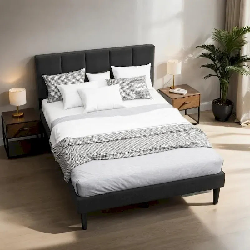 Platform Bed - Solid Wood, Rustic Style, Headboard, No Box Spring Needed, Easy Assembly, Eco-Friendly, 4 Colors