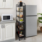 6-Tier Slim Rolling Storage Cart - 6-10"D x 22.8"W x 61"H, Metal, 4 Wheels, Narrow Space Organizer, Mobile Shelving