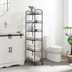 6-Tier Slim Rolling Storage Cart - 6-10"D x 22.8"W x 61"H, Metal, 4 Wheels, Narrow Space Organizer, Mobile Shelving