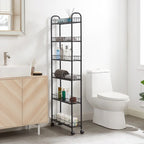 6-Tier Slim Rolling Storage Cart - 6-10"D x 22.8"W x 61"H, Metal, 4 Wheels, Narrow Space Organizer, Mobile Shelving