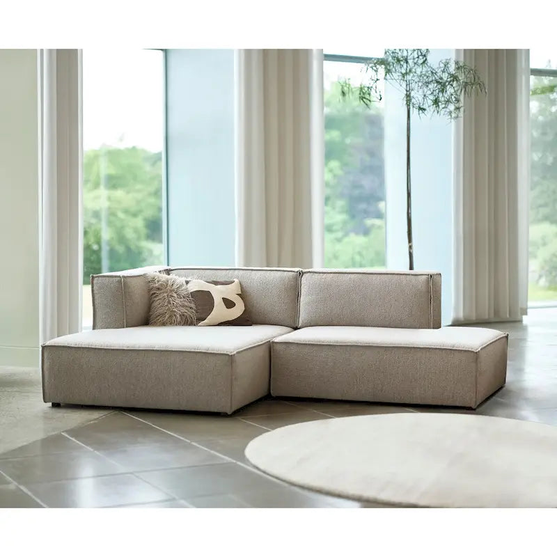 Deep Seat Chaise Sofa - Danish Design, HR Foam, Nozag Springs, Hardwood Frame, Left/Right Facing, Corduroy/Boucle