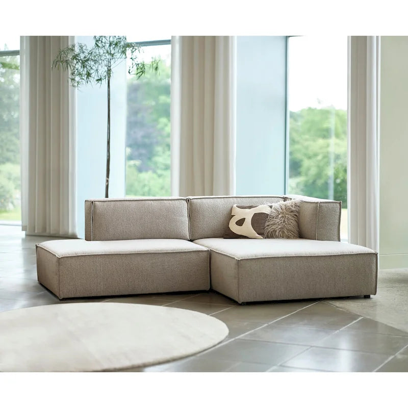 Deep Seat Chaise Sofa - Danish Design, HR Foam, Nozag Springs, Hardwood Frame, Left/Right Facing, Corduroy/Boucle
