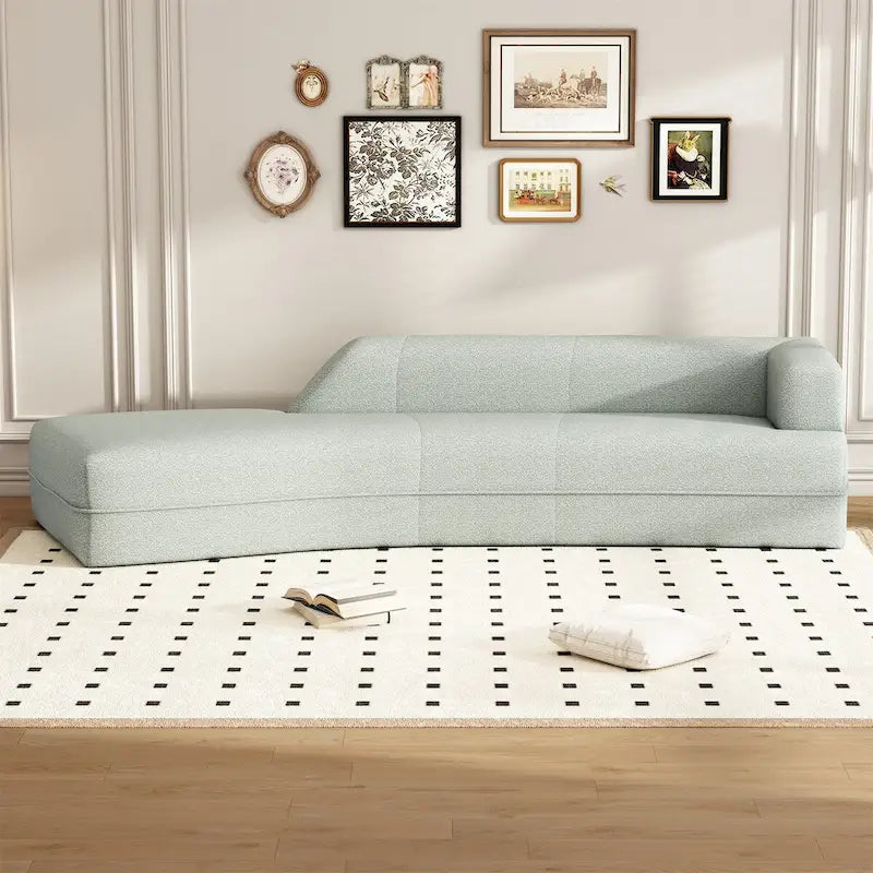 Curved Chaise Lounge - 109.4"L x 36.2"W x 25.2"H, Boucle Fabric, 800 lbs Capacity, No Assembly, Modern, 3 Colors