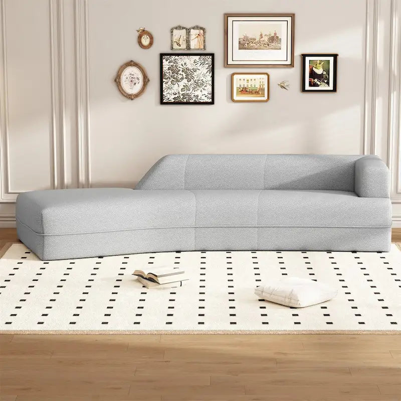 Curved Chaise Lounge - 109.4"L x 36.2"W x 25.2"H, Boucle Fabric, 800 lbs Capacity, No Assembly, Modern, 3 Colors