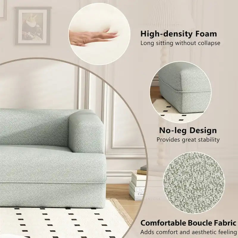 Curved Chaise Lounge - 109.4"L x 36.2"W x 25.2"H, Boucle Fabric, 800 lbs Capacity, No Assembly, Modern, 3 Colors