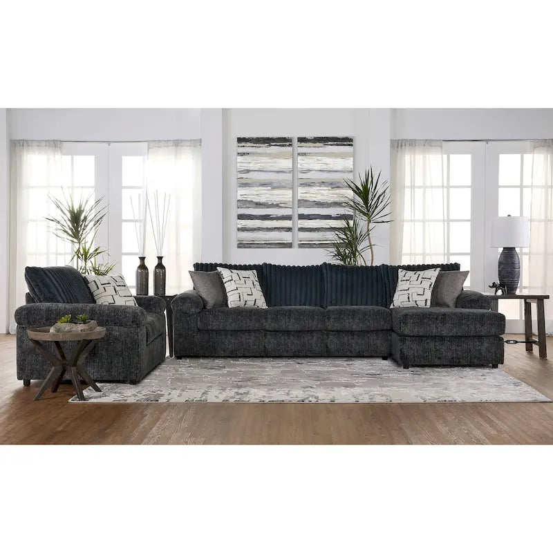 Sofa - 122"W x 64"D x 33"H, Corduroy, High-Density Cushions, Chaise, Armchair, 2 Colors, Modern