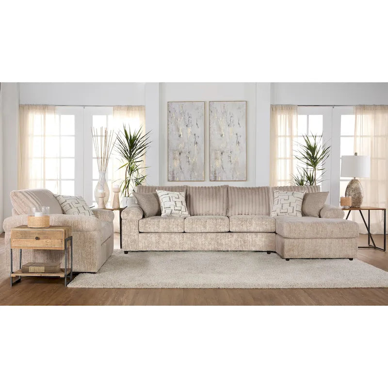 Sofa - 122"W x 64"D x 33"H, Corduroy, High-Density Cushions, Chaise, Armchair, 2 Colors, Modern