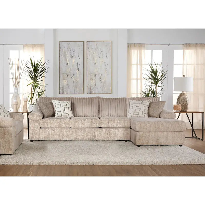 Sofa - 122"W x 64"D x 33"H, Corduroy, High-Density Cushions, Chaise, Armchair, 2 Colors, Modern