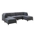 Chenille Sofa - High-Density Foam, Corner Pieces, Armless Chairs, Ottoman, Classic Design, Ash Grey/Camel, Timeless Style