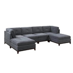 Chenille Sofa - High-Density Foam, Corner Pieces, Armless Chairs, Ottoman, Classic Design, Ash Grey/Camel, Timeless Style