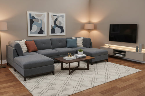 6 Piece Chenille Modular Setional Set