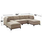 Chenille Sofa - High-Density Foam, Corner Pieces, Armless Chairs, Ottoman, Classic Design, Ash Grey/Camel, Timeless Style