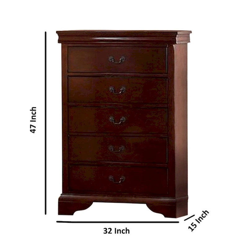 Storage Chest - Pine Wood & Birch Veneer, Cherry Finish, Elegant Trim, Ample Storage, Classic Design