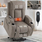 Power Lift Recliner - 8-Point Massage, Lumbar Heat, USB Port, Cup Holders, 155° Recline, 39.76"L x 35.82"W