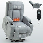 Power Lift Recliner - 8-Point Massage, Lumbar Heat, USB Port, Cup Holders, 155° Recline, 39.76"L x 35.82"W