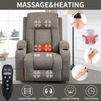 Power Lift Recliner - 8-Point Massage, Lumbar Heat, USB Port, Cup Holders, 155° Recline, 39.76"L x 35.82"W
