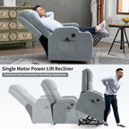 Power Lift Recliner - 8-Point Massage, Lumbar Heat, USB Port, Cup Holders, 155° Recline, 39.76"L x 35.82"W